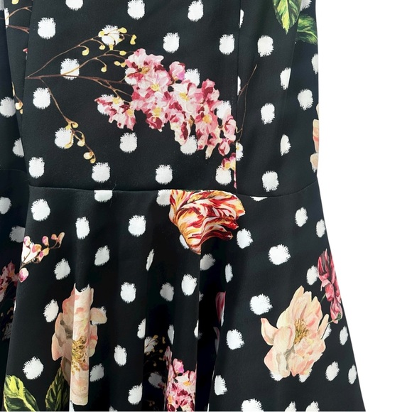 Marchessa Notte Black Floral Polka Dot Strapless High Low Formal Maxi Dress Gown - Picture 9 of 11